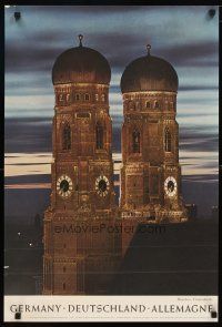 1m177 GERMANY German travel poster '67 Munchen Frauenkirche, image of church towers!