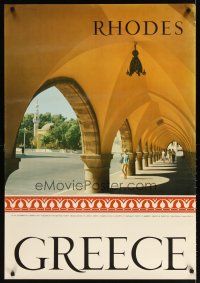 1m186 RHODES GREECE Greek travel poster '69 great image of ornate walkway & arches!