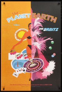 1m146 VISIT PLANET EARTH VIA ORBITZ signed travel poster '00s by artists David Klein & Swanson!