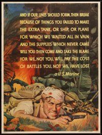 1m048 AND IF OUR LINES SHOULD FORM THEN BREAK 30x40 WWII war poster '43 U.S. Marine in action!