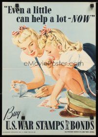 1m099 EVEN A LITTLE CAN HELP A LOT - NOW 14x20 WWII war poster '42 art of mom & daughter by Parker