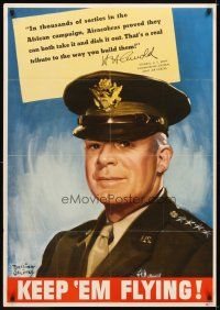1m058 KEEP 'EM FLYING 28x40 WWII war poster '43 Steinke art of Air Force General!