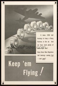 1m057 KEEP 'EM FLYING 24x36 WWII war poster '40s ball bearings & silhouette of B-17 bomber!