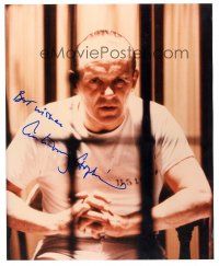 1r0815 ANTHONY HOPKINS signed color 8x10 REPRO still '90s c/u as Hannibal Lector in Silence of Lambs