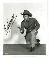 1r0833 BEN COOPER signed 8x10 REPRO still '80s kneeling portrait in cowboy gear with gun!