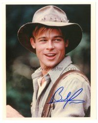 1r0848 BRAD PITT signed color 8x10 REPRO still '00s w/ fishing hat from A River Runs Through It!