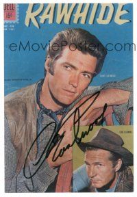 1r0785 CLINT EASTWOOD signed color 4x6 REPRO still '80s cool western close up portrait from Rawhide!