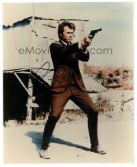 1r0888 CLINT EASTWOOD signed color 8x10 REPRO still '80s classic image as Dirty Harry with gun!