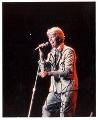 1r0895 DAVID BOWIE signed color 8x10 REPRO still '80s great image singing on stage in suit!
