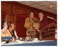 1r0990 IRON EYES CODY/PAT BUTTRAM signed color 8x10 REPRO still'80s cool portrait together w/ plaque