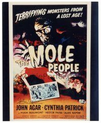 1r1023 JOHN AGAR signed color 8x10 REPRO still '80s on a one-sheet image from The Mole People!