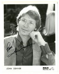 1r0756 JOHN DENVER signed 8x10 music publicity still '80s great portrait from RCA Records!