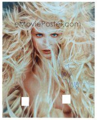1r1145 NADJA AUERMANN signed color 8x10 REPRO still '90s sexy topless portrait with wild hair!