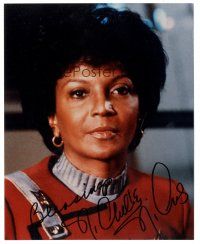 1r1149 NICHELLE NICHOLS signed color 8x10 REPRO still '90s in her costume as Uhura from Star Trek!