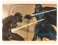 1r1189 RALPH MCQUARRIE signed color 8x10 REPRO still '96 cool art of Darth Vader w/ lightsaber!