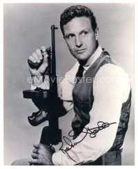 1r1217 ROBERT STACK signed 8x10 REPRO still '80s cool portrait with Thompson submachine gun!