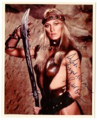 1r1234 SANDAHL BERGMAN signed color 8x10 REPRO still '80s c/u with sword from Conan the Barbarian!