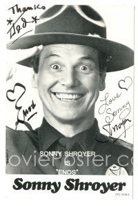 1r0464 SONNY SHROYER signed 4x6 publicity still '80s he was Enos in The Dukes of Hazzard!