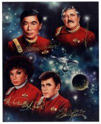 1r1250 STAR TREK signed color 8x10 REPRO still '00s by Doohan, Takei, Nichols AND Koenig!