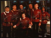 1r0238 STAR TREK signed color 8x10.5 REPRO still '80s by Shatner, Nimoy, Kelley & four others!