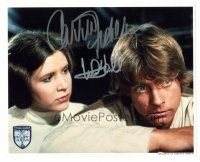 1r1253 STAR WARS signed color 8x10 REPRO still '90s by Carrie Fisher Mark Hamill, Leia and Luke!