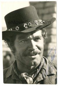 1r0466 STEPHEN BOYD signed deluxe 3.5x5.25 still '60s great portrait with mustache & cowboy hat!