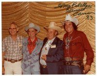 1r1272 SUNSET CARSON/MERLE TRAVIS signed color 8x10 REPRO still '83 cool portrait from party!