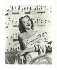 1r1273 SUSANNA FOSTER signed 8x10 REPRO still '80s singing portrait with notes in background!