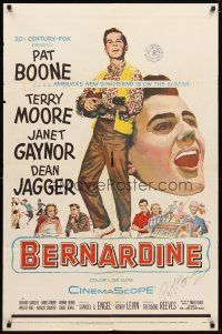 1r0113 BERNARDINE signed 1sh '57 by Pat Boone, America's new boyfriend is on the screen!