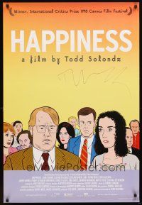 1r0017 HAPPINESS signed 1sh '98 by director Todd Solondz, great cartoon art of top stars!