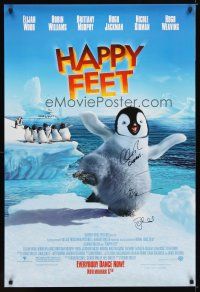 1r0018 HAPPY FEET signed advance 1sh '06 by George Miller, Robin Williams AND Elijah Wood!