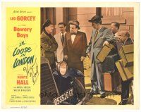 1r0171 LOOSE IN LONDON signed LC '53 by Huntz Hall, who's with Leo & Bernard Gorcey holding luggage!