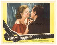 1r0194 SUNSET BOULEVARD signed LC #8 '50 by Billy Wilder, close up of William Holden & Nancy Olson!