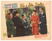 1r0198 TAKE A LETTER DARLING signed LC '42 by MacDonald Carey, who's with Rosalind Russell & Moore!