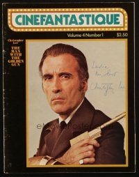 1r0377 CHRISTOPHER LEE signed magazine '75 Cinefatastique Vol 4 No 1, The Man with the Golden Gun!