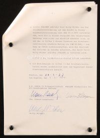 1r0071 BILLY WILDER signed German Telex contract '77 hired to direct Fedora for $600,000, plus a %!