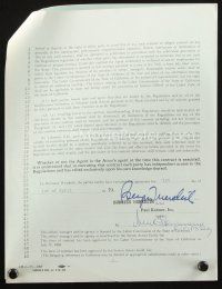 1r0072 BURGESS MEREDITH signed contract '73 agreeing to be represented by Paul Kohner for one year!