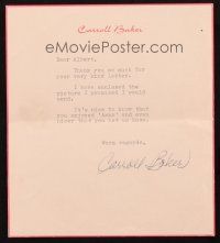 1r0108 CARROLL BAKER signed letter '70s a thank you on her stationery to a fan who enjoyed Anna!