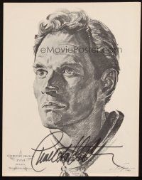 1r0376 CHARLTON HESTON signed Academy Award portrait '62 Best Actor portrait by Nicholas Volpe!