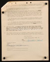 1r0076 EDDIE ANDERSON signed contract '51 getting $1,500 as Rochester on the Jack Benny TV show!