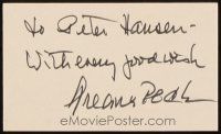 1r0427 GREGORY PECK signed 3x5 index card '80s can be framed & displayed w/ vintage still or repro!