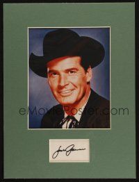 1r0058 JAMES GARNER signed index card in matted display '80s great portrait from TV's Maverick!