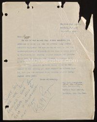 1r0106 PEGGY RYAN signed letter '47 apologizing to a fan for not getting their letter in time!