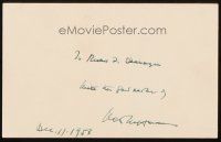 1r0421 WALTER LIPPMANN signed 4x6 index card '58 can be framed & displayed with a repro still!
