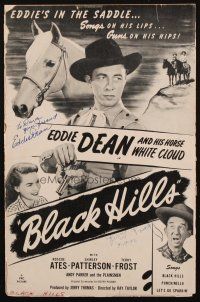 1r0062 BLACK HILLS signed pressbook '47 by BOTH singing cowboy Eddie Dean AND Terry Frost!