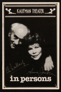 1r0338 IN PERSONS signed playbill '93 by BOTH Eli Wallach AND Anne Jackson, their off-Broadway show!