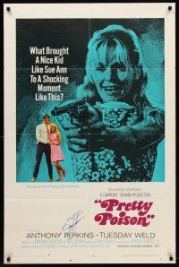 1r0118 PRETTY POISON style B signed 1sh '68 by Beverly Garland, who isn't pictured or billed!