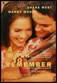 1r0028 WALK TO REMEMBER signed 1sh '02 by BOTH Shane West AND Mandy Moore!