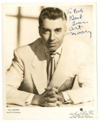 1r0735 ART MOONEY signed 8x10 music publicity still '40s seated portrait of the Big Band leader!