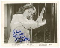 1r0484 BARBARA SHELLEY signed 8x10 still '57 close up grabbing barred window from Cat Girl!
